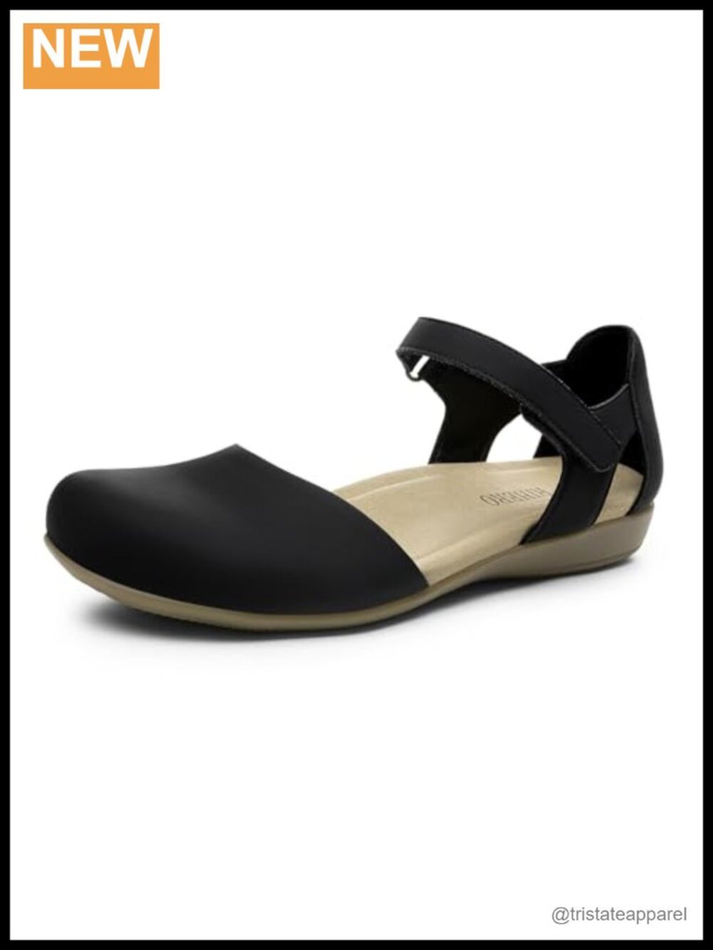 Women's Comfortable Closed Toe Flat Sandals with Arch Support and Non-Slip Sole